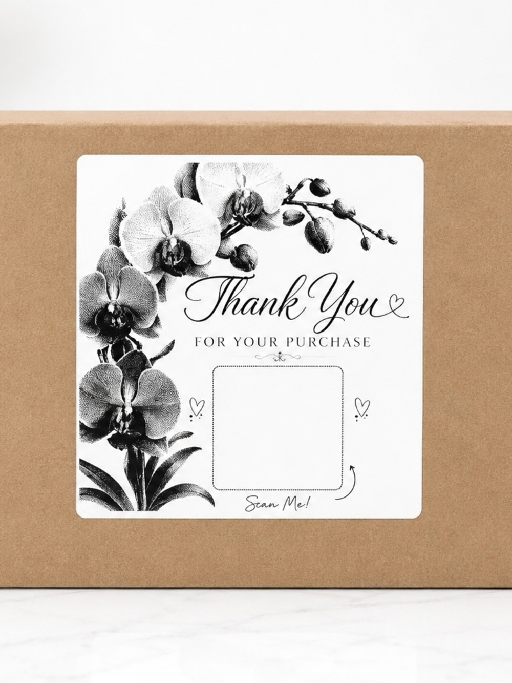 Orchid Flower Thank You QR Code Stickers-100ct.